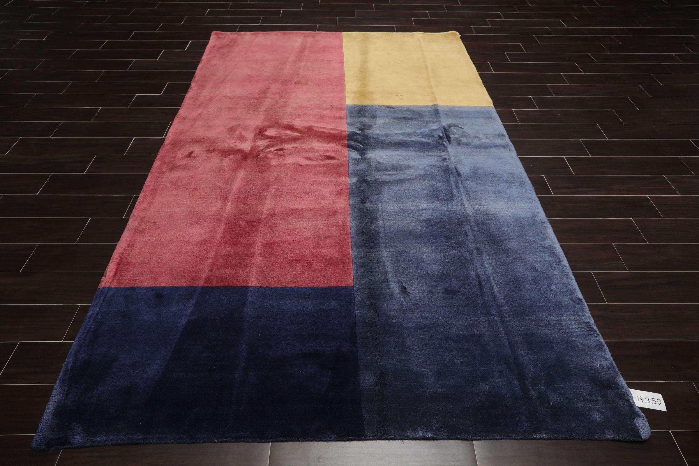 6'2" x 8'7" Hand Knotted Wool Tibetan Oriental Area Rug Contemporary Rose