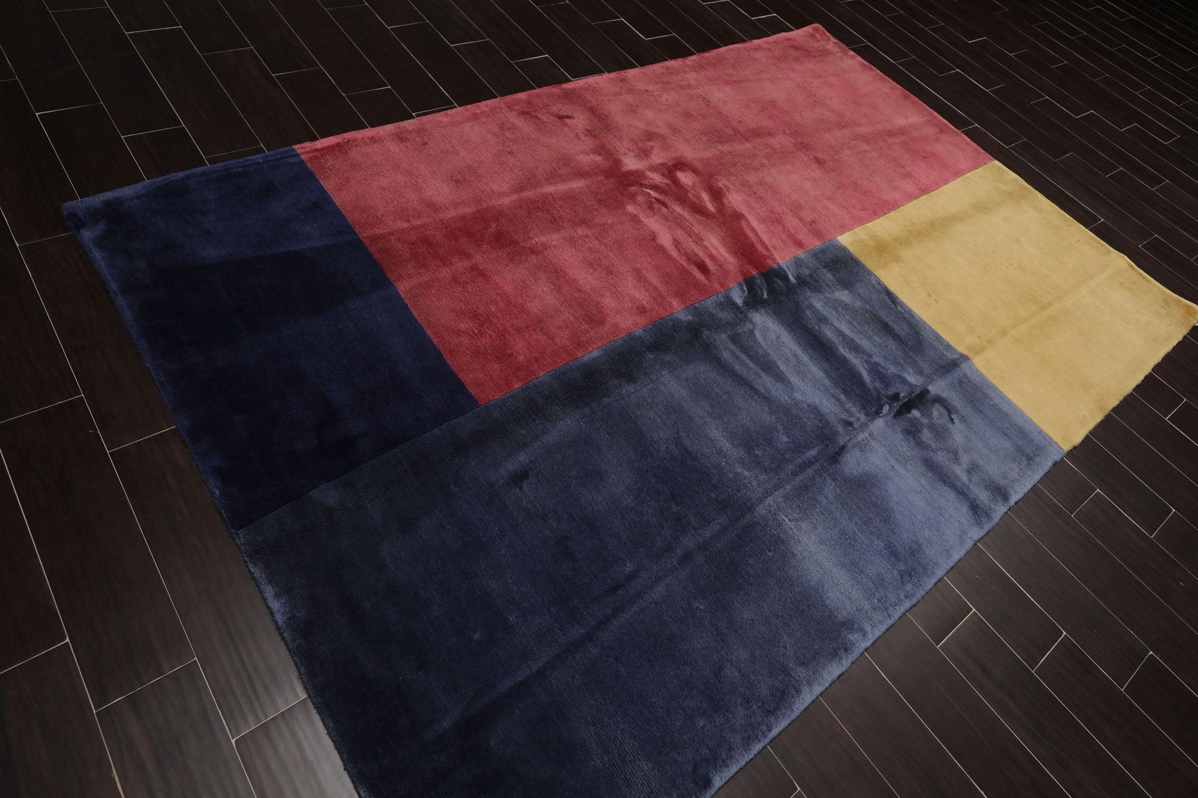 6'2" x 8'7" Hand Knotted Wool Tibetan Oriental Area Rug Contemporary Rose