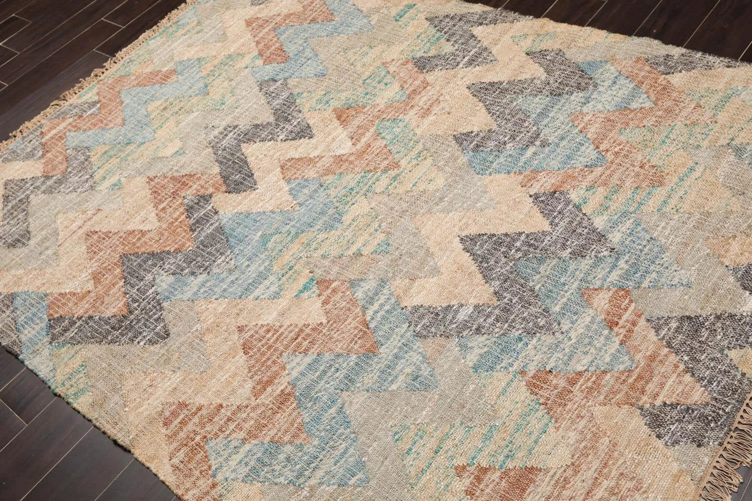 5’7” x 7’6” Hand Woven Natural Fiber Jute Southwestern Flatweave Kilim Area Rug