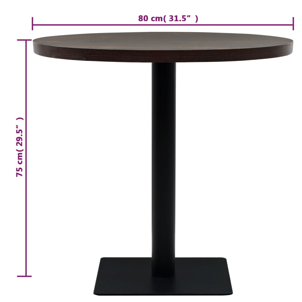 vidaXL Bistro Table Kitchen Bar Table Dining Room Table MDF and Steel Round