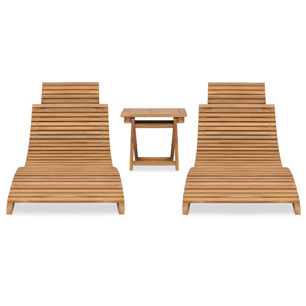 vidaXL 3 Piece Folding Patio Lounge Set Solid Teak Wood