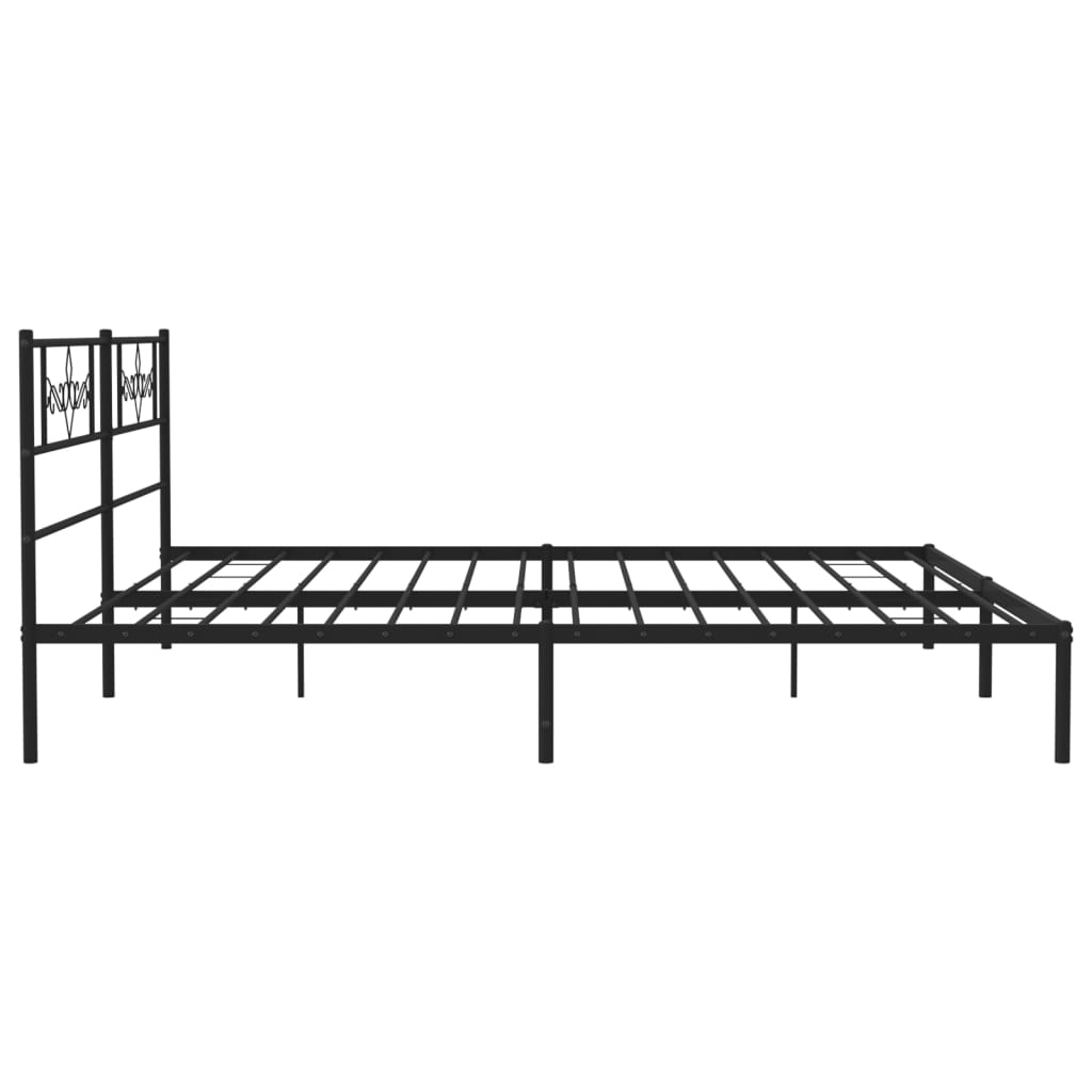 vidaXL Metal Bed Frame with Headboard Black 76"x79.9" King
