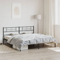 vidaXL Metal Bed Frame with Headboard Black 76"x79.9" King