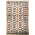 3'2" x 4'11” Hand Knotted Wool Bokhara with Silky Sheen Oriental Area Rug Beige