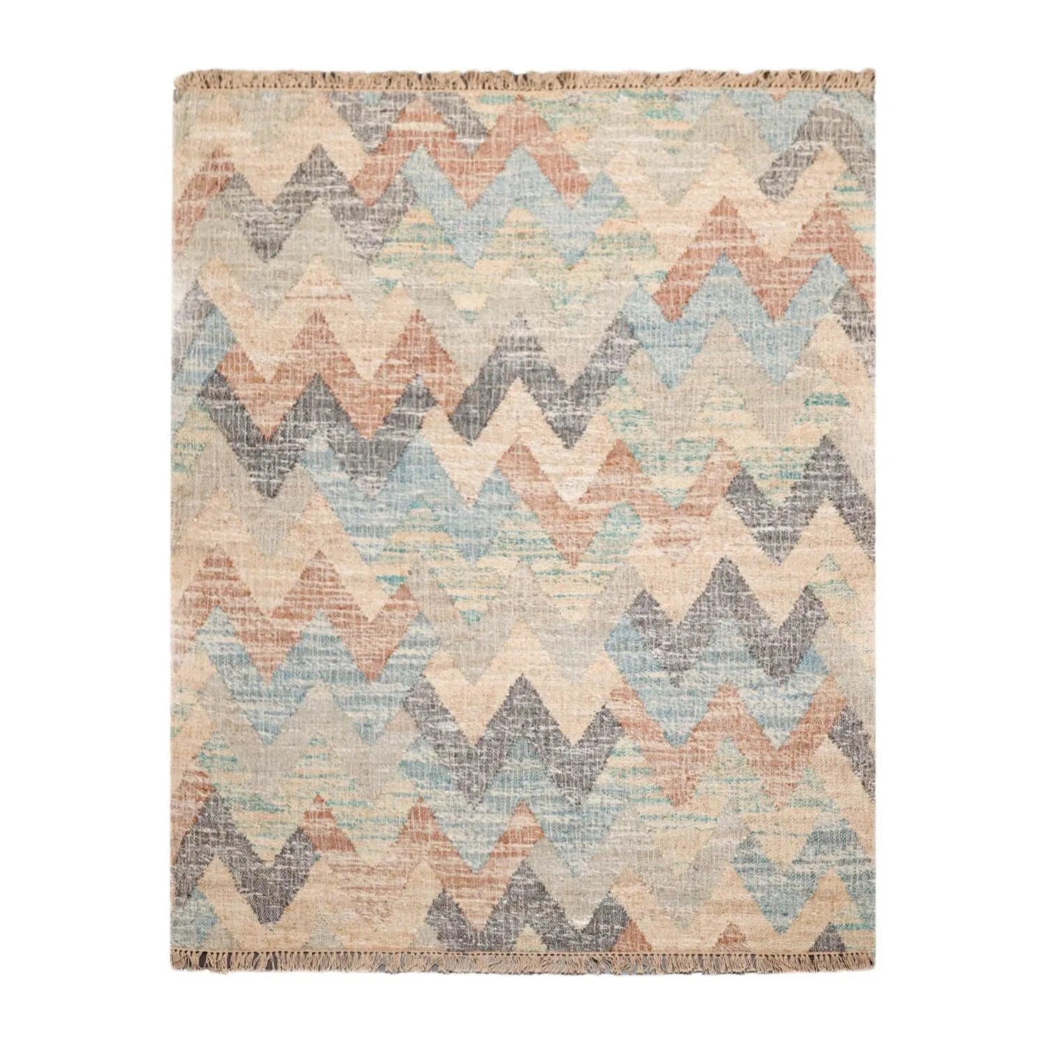 5’7” x 7’6” Hand Woven Natural Fiber Jute Southwestern Flatweave Kilim Area Rug